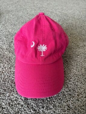 Charleston Pink Palm Embroidered Baseball Cap